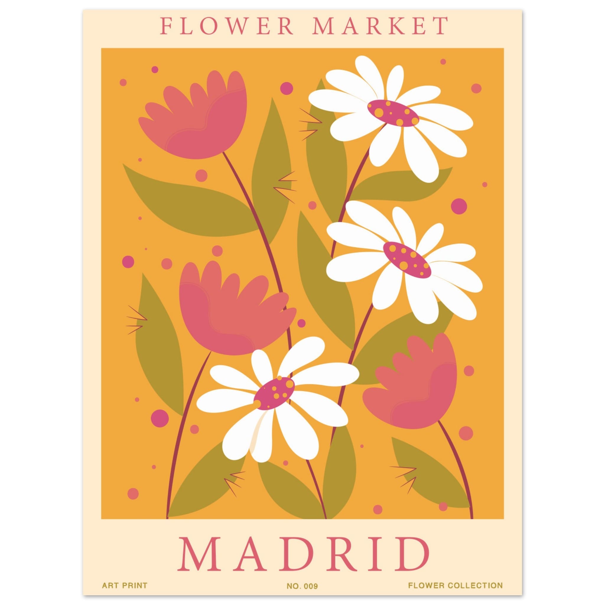 Artfulprints Poster Flower market - Madrid - 30x40 cm - Oranje