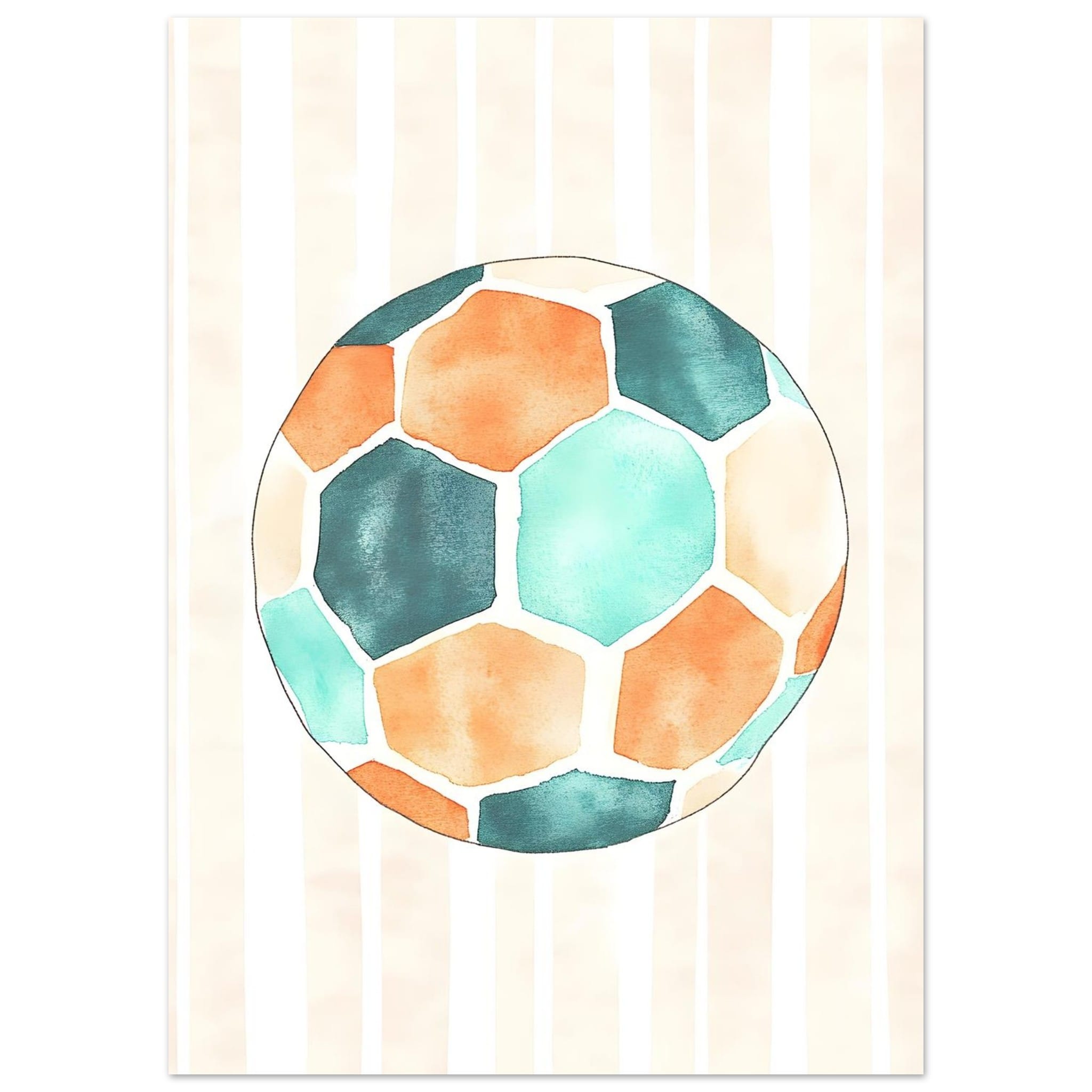 Artfulprints Poster Blauw oranje voetbal - 50x70 cm - Meerkleurig