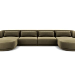 Cosmopolitan Design Panoramische bank Tulum 5-zits, flueel, groente – Cosmopolitan Design Panoramische bank Tulum 5-zits, flueel, groente –