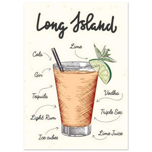 Artfulprints Long Island cocktail – Illustratie poster A4 21×29.7 cm Artfulprints Long Island cocktail – Illustratie poster A4 21×29.7 cm