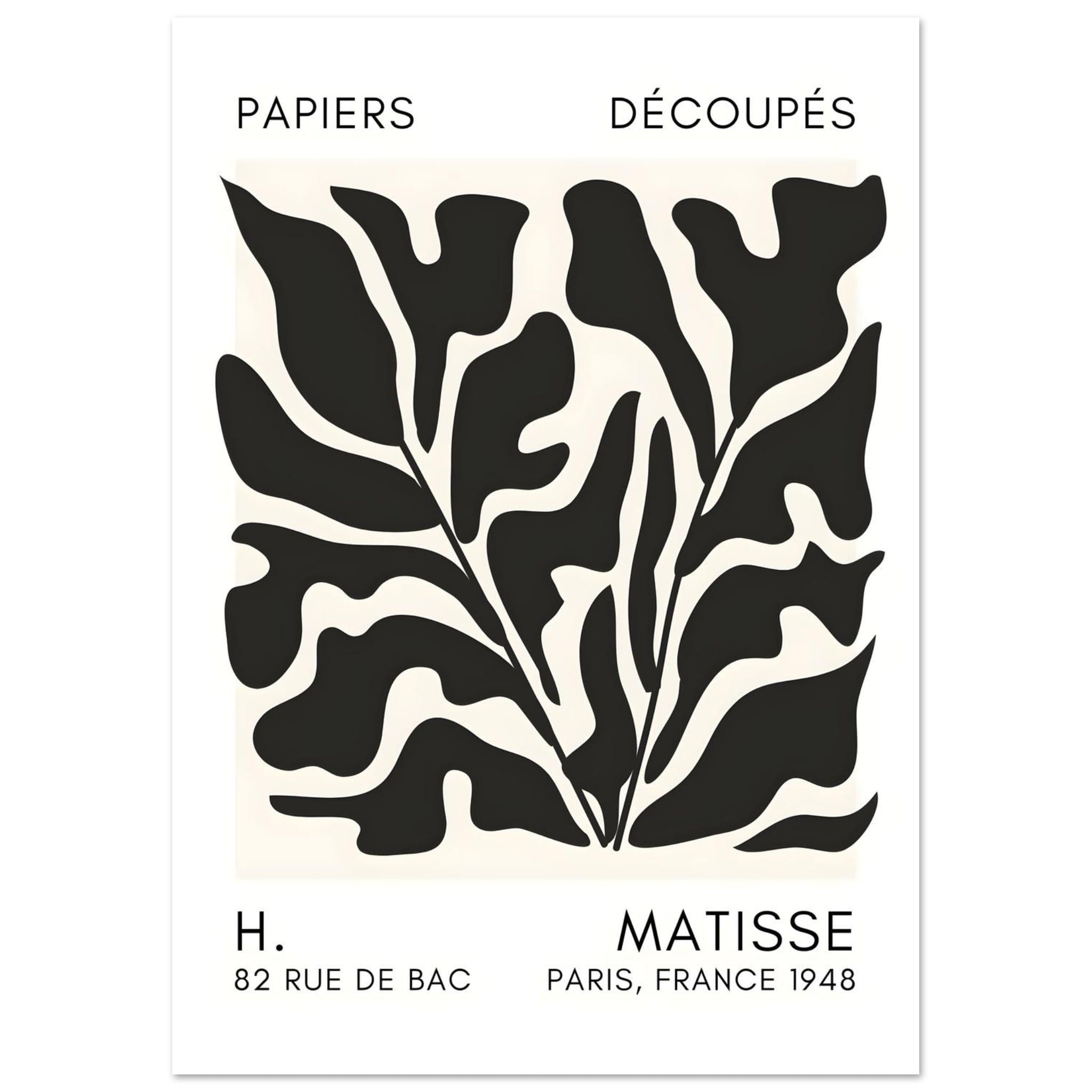 Artfulprints Poster Matisse – Seabed shapes black - A4 21x29.7 cm - Zw