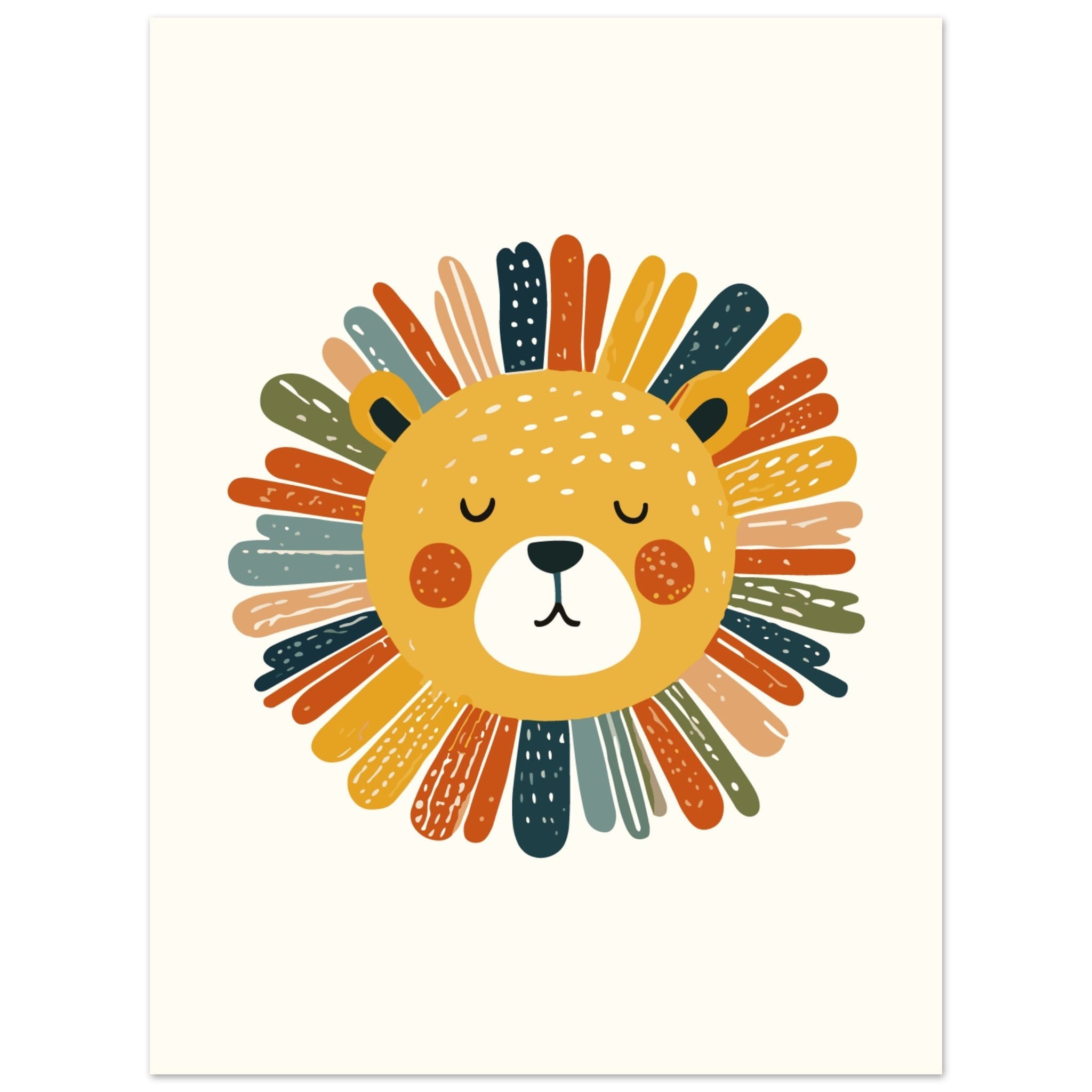 Artfulprints Poster Boho leeuw - 30x40 cm - Geel