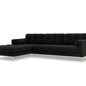 Cosmopolitan Design linker hoekbank Bali 5-zits, flueel, zwart – 185×2 Cosmopolitan Design linker hoekbank Bali 5-zits, flueel, zwart – 185×2