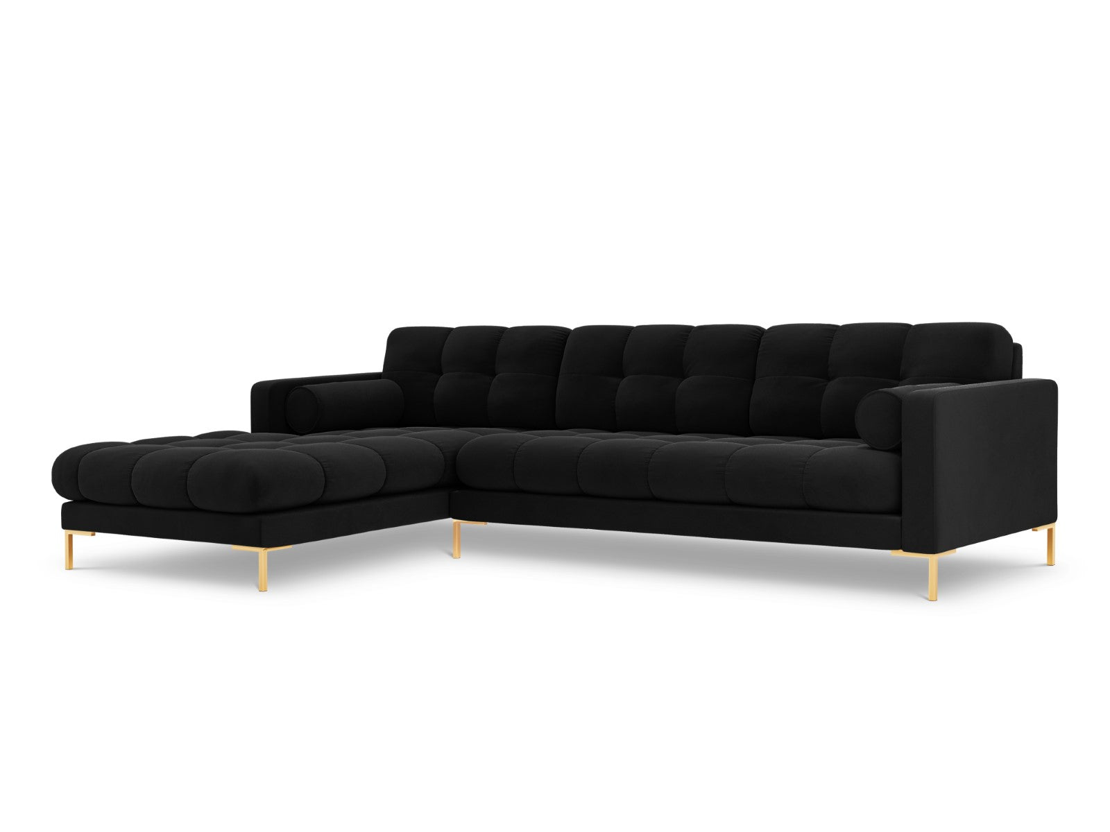 Cosmopolitan Design linker hoekbank Bali 5-zits, flueel, zwart - 185x2