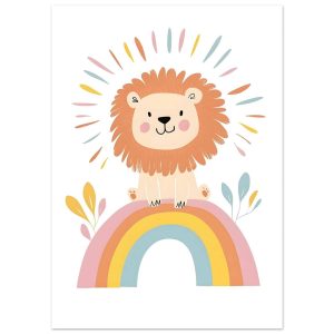 Artfulprints Poster Leeuw op de regenboog – 50×70 cm – Meerkleurig Artfulprints Poster Leeuw op de regenboog – 50×70 cm – Meerkleurig
