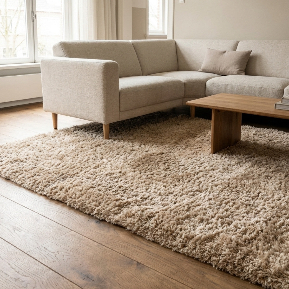 DÉJA Living Vloerkleed Sema - Beige Wol - 200x290cm