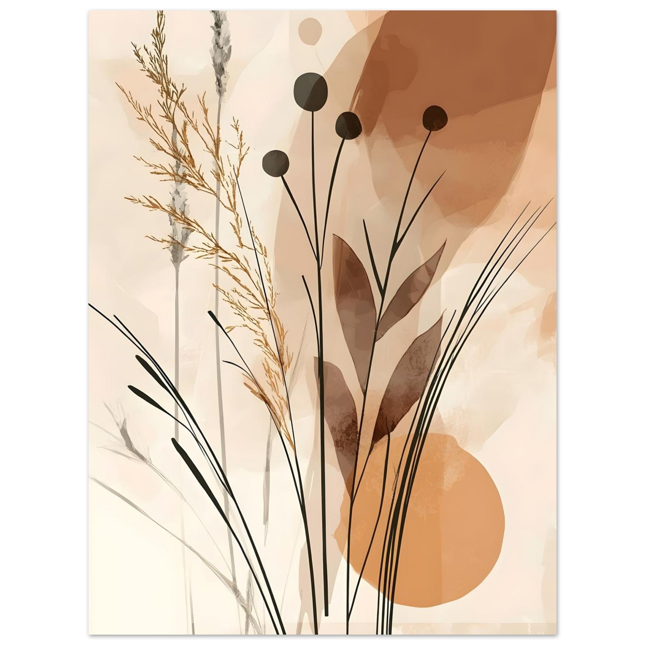 Artfulprints Poster Boho – Golden grass - 30x40 cm - Bruin