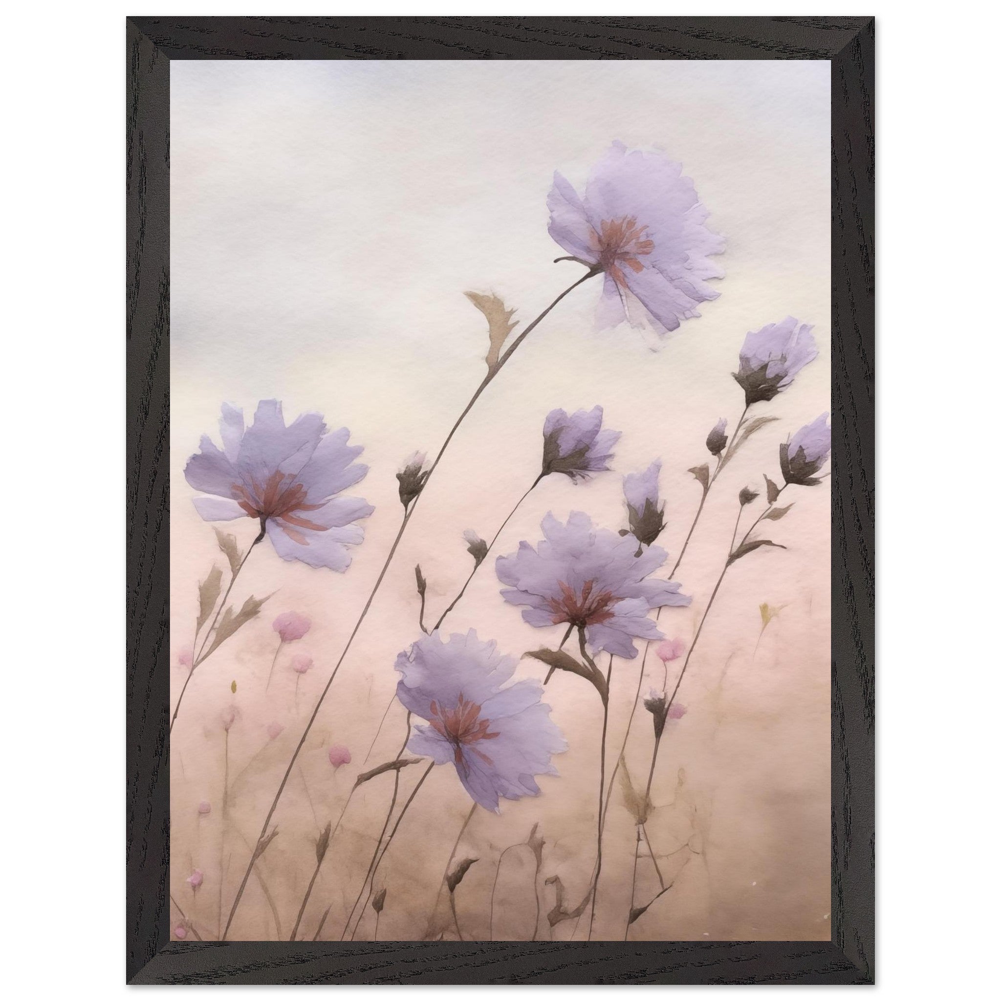 Artfulprints Poster met Lijst Flower aquarel 2 - 30x40 cm - Roze