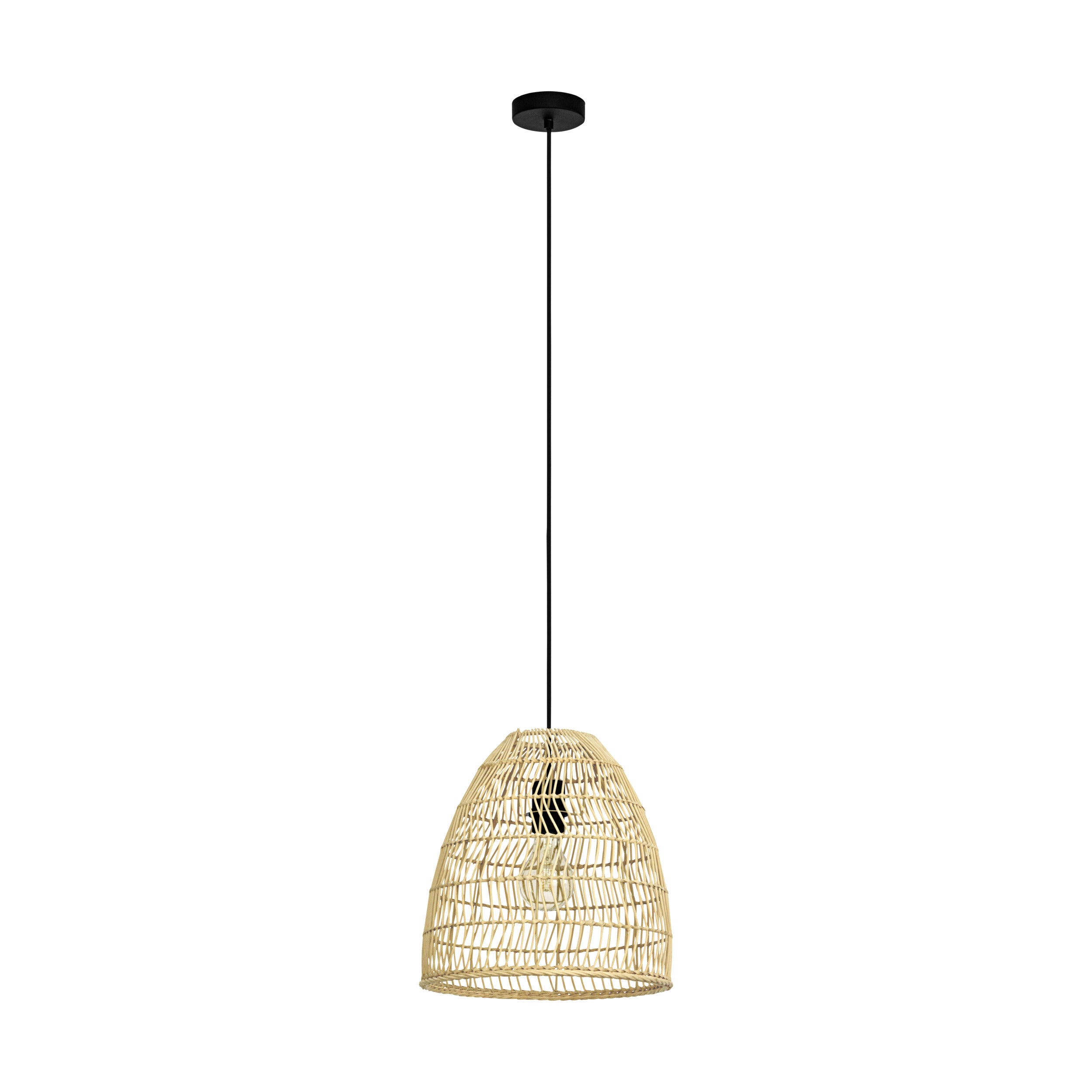 EGLO hanglamp Ayesgarth - e27 - ø 33 cm - zwart/hout
