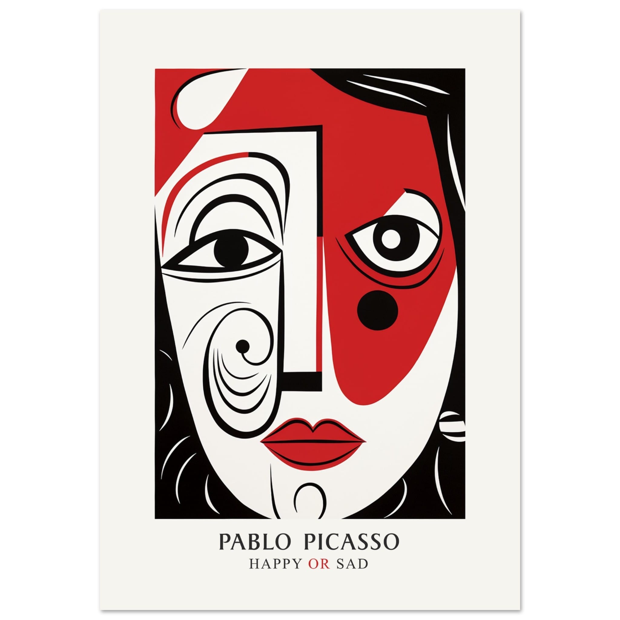 Artfulprints Poster Pablo Picasso - Happy or sad - A4 21x29.7 cm - Roo
