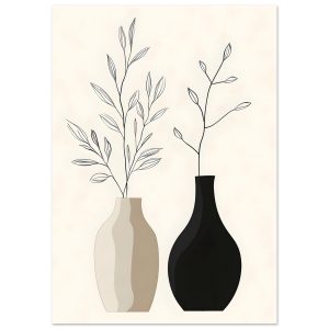 Artfulprints Poster Boho – Calm vase – A4 21×29.7 cm – Zwart / Wit Artfulprints Poster Boho – Calm vase – A4 21×29.7 cm – Zwart / Wit