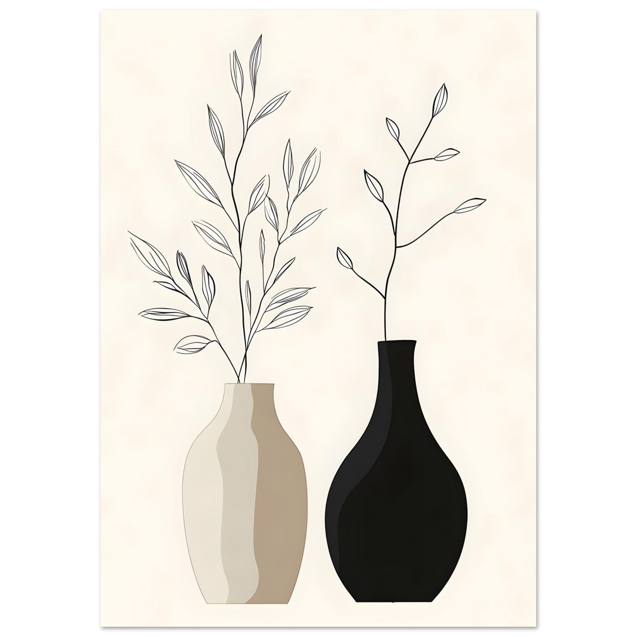 Artfulprints Poster Boho – Calm vase - A4 21x29.7 cm - Zwart / Wit