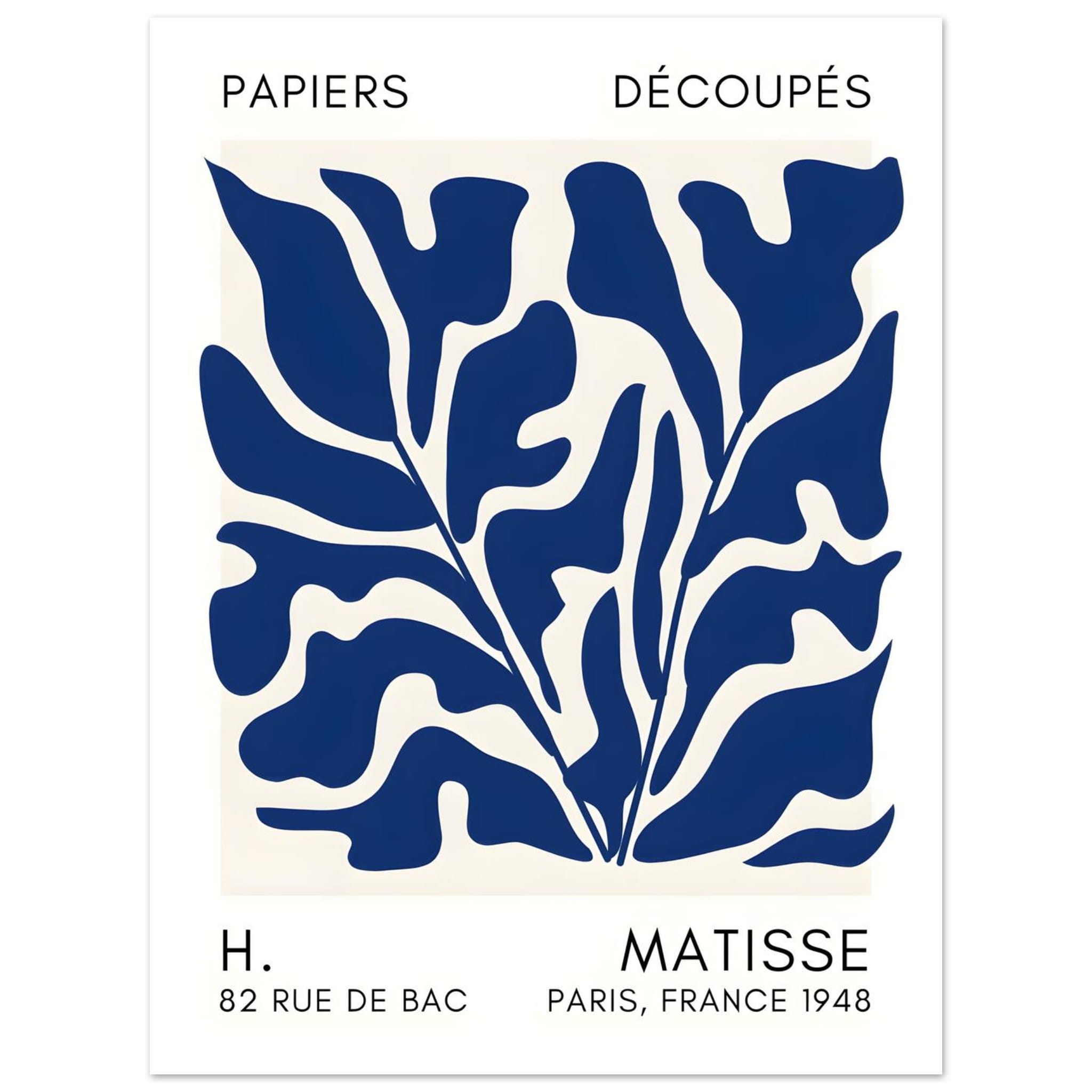 Artfulprints Poster Matisse – Seabed shapes navy blue II - 30x40 cm -