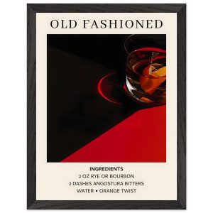 Artfulprints Poster met Lijst Old Fashioned cocktail – Ingrediënten – Artfulprints Poster met Lijst Old Fashioned cocktail – Ingrediënten –