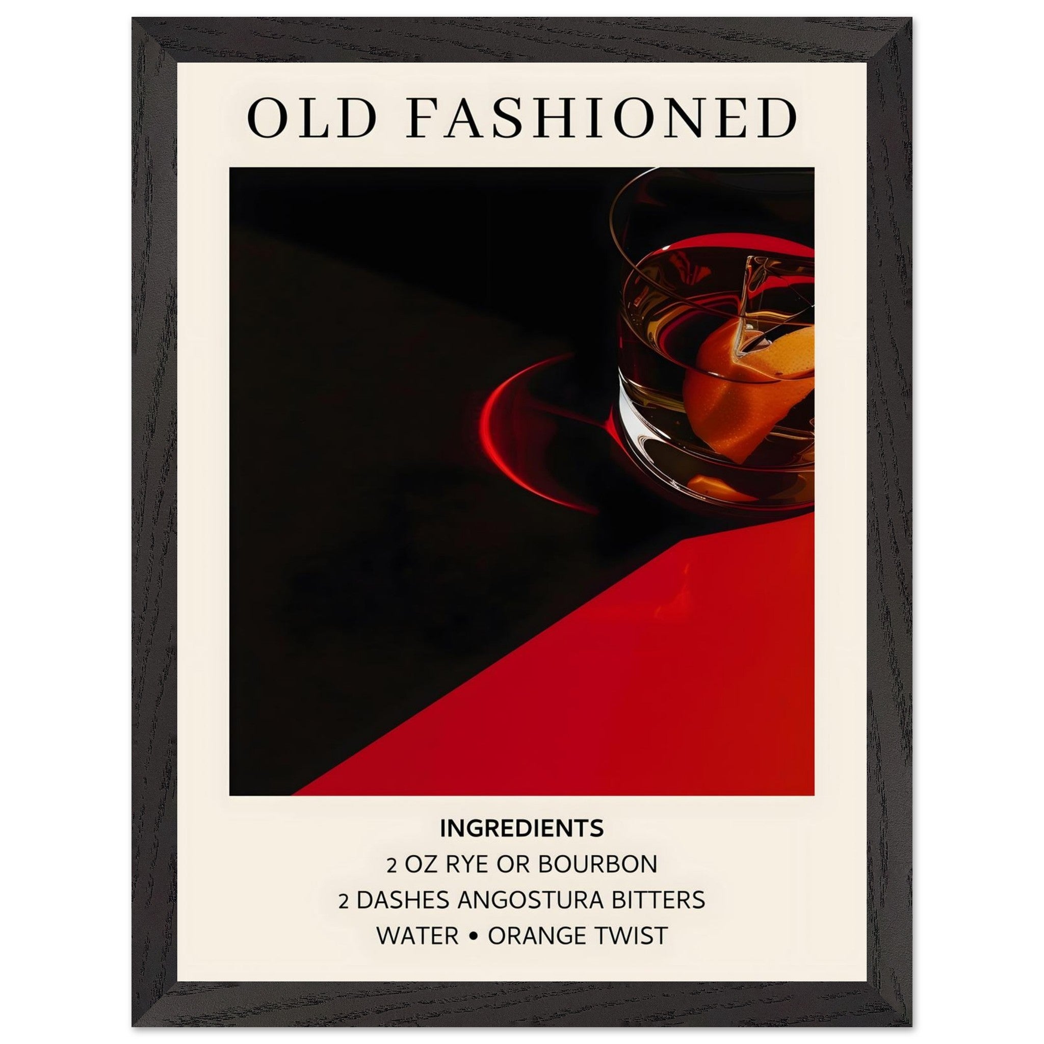 Artfulprints Poster met Lijst Old Fashioned cocktail - Ingrediënten -