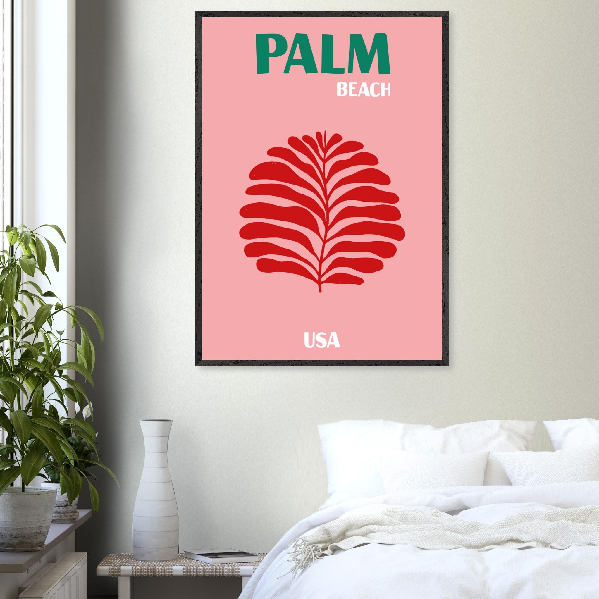Artfulprints Poster USA - Palm Beach - 70x100 cm - Roze