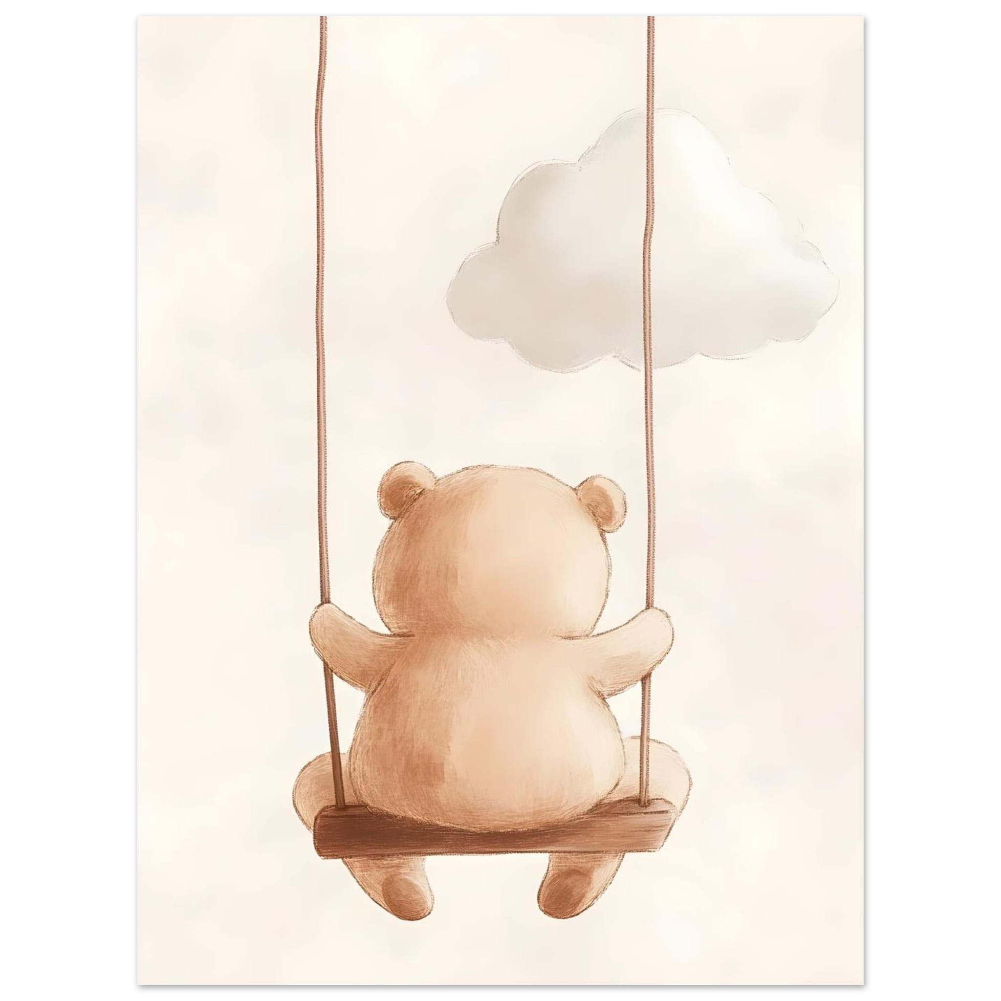 Artfulprints Poster Schommelende knuffelbeer - 30x40 cm - Bruin