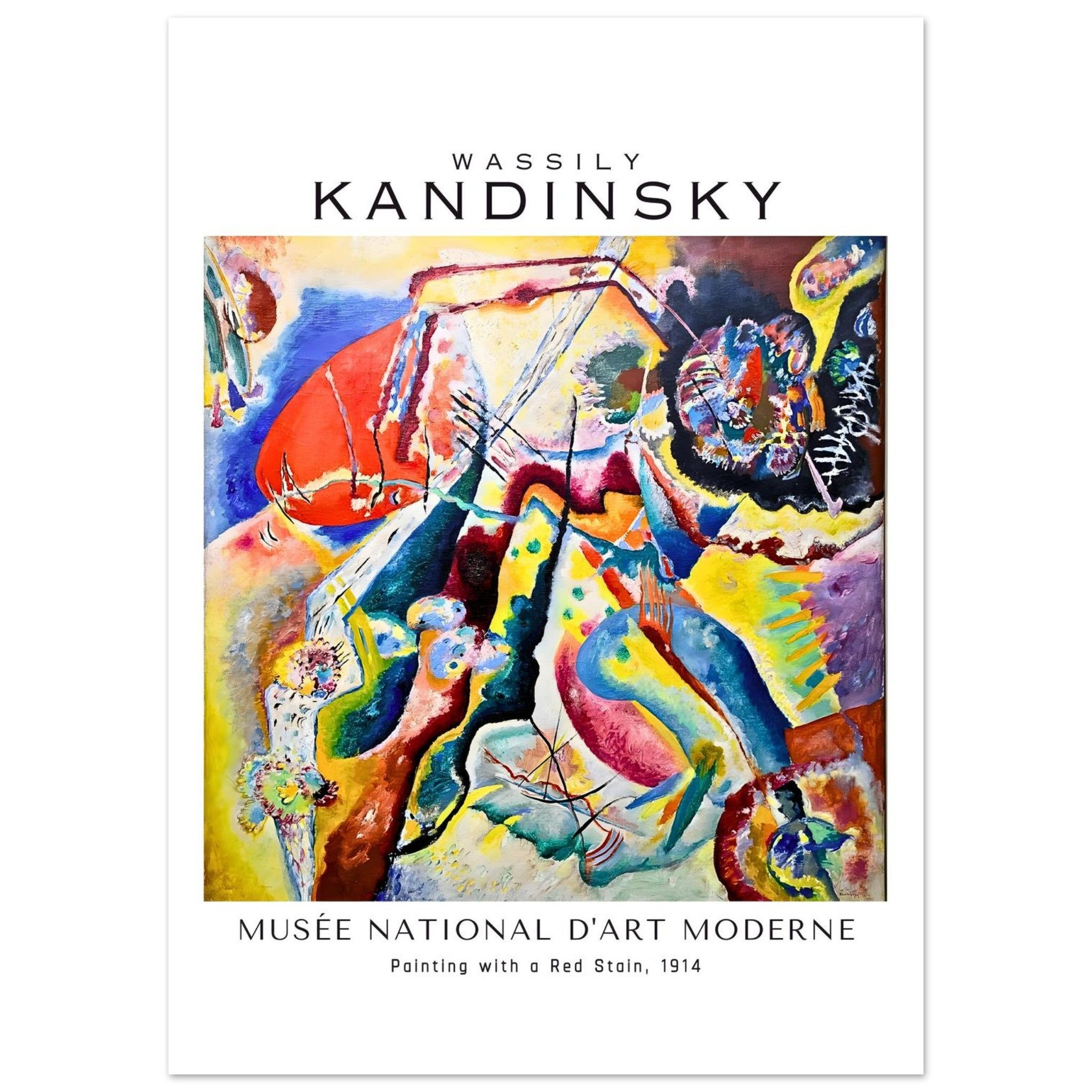 Artfulprints Wassily Kandinsky - Painting with a red stain poster 50x7