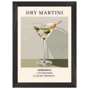 Artfulprints Poster met Lijst Dry Martini cocktail – Ingrediënten – A4 Artfulprints Poster met Lijst Dry Martini cocktail – Ingrediënten – A4