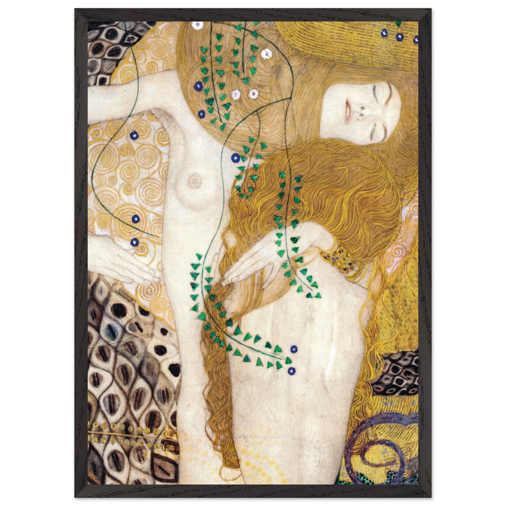 Artfulprints Poster met Lijst Gustav Klimt - Water snakes - 50x70 cm -