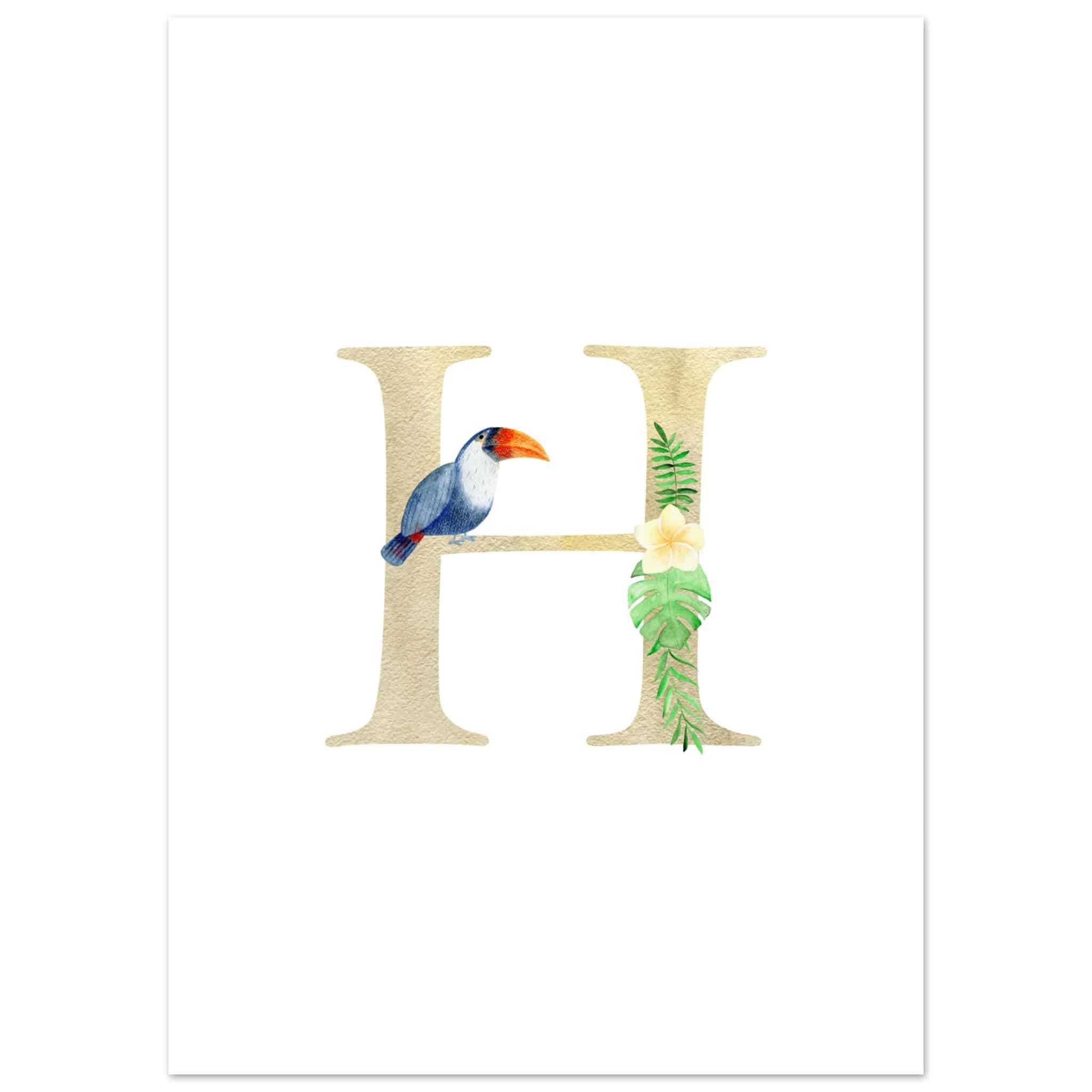 Artfulprints Poster Letter H kindernaam - 50x70 cm - Meerkleurig