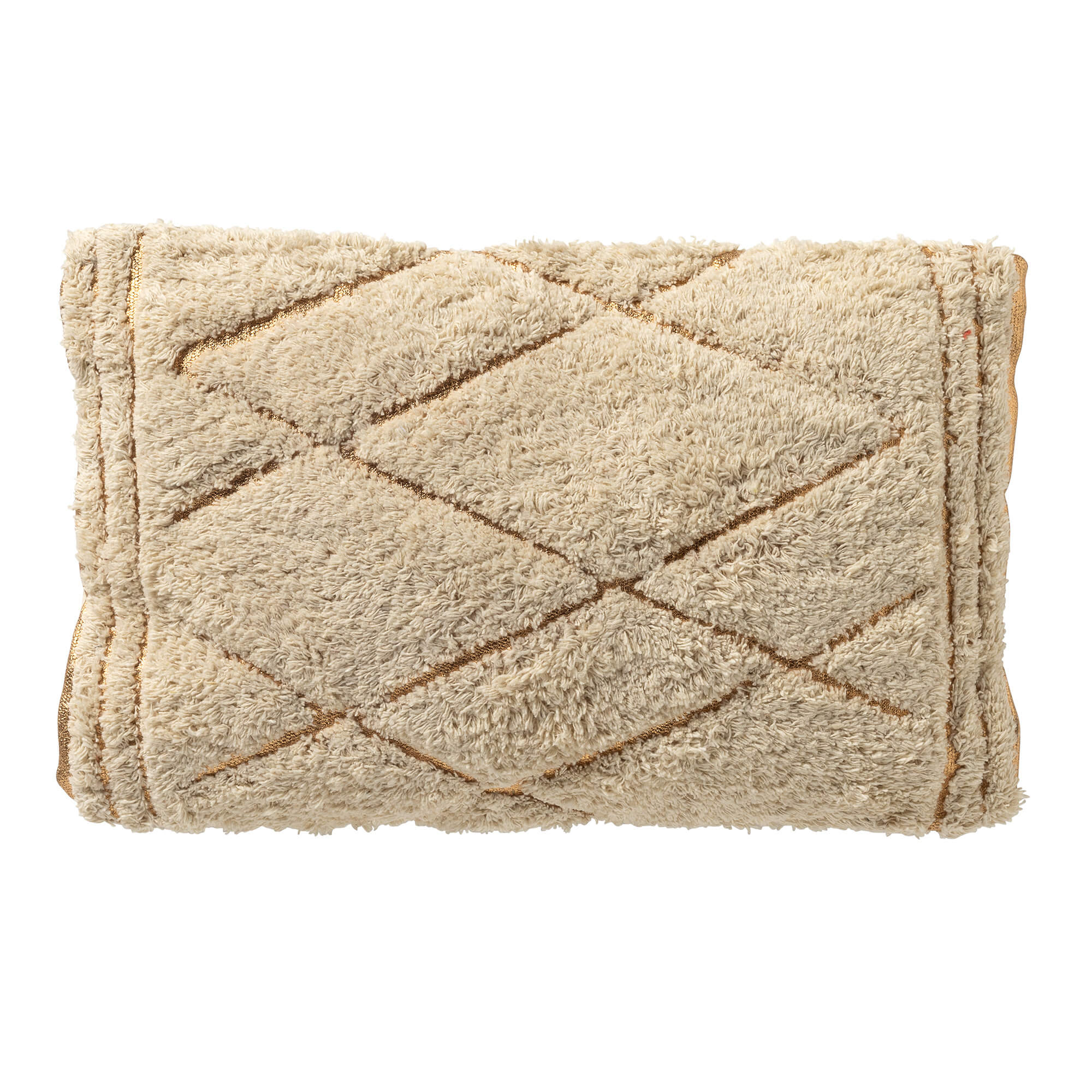 DUUK - kussenhoes 30x50 cm - 100% katoen - gouddetail - Tofu - beige