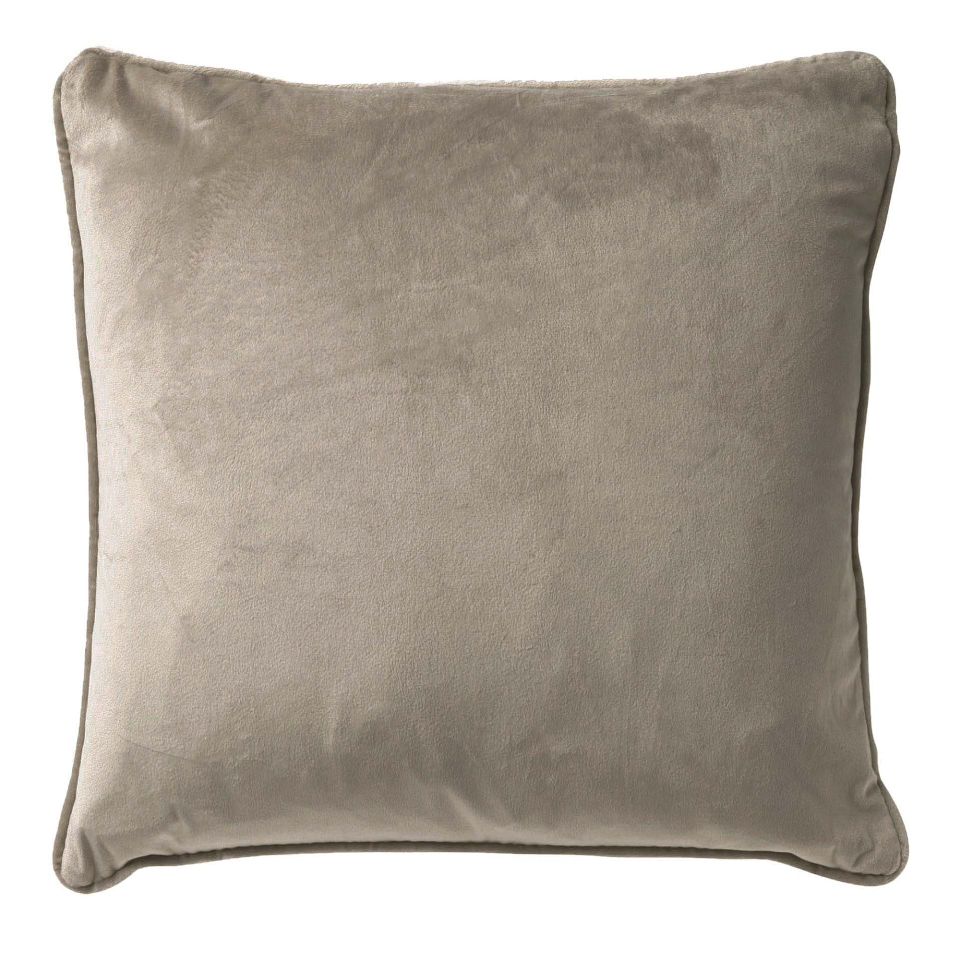 FINN - sierkussen 45x45 cm - velvet - effen kleur - Driftwood - taupe