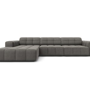 Cosmopolitan Design linker hoekbank Chicago 4-zits, flueel lichtgrijs
