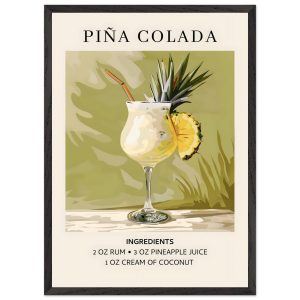 Artfulprints Poster met Lijst Piña Colada cocktail – Ingrediënten – 50 Artfulprints Poster met Lijst Piña Colada cocktail – Ingrediënten – 50