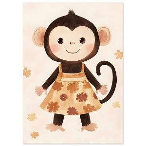 Artfulprints Poster Aapje in bloemenjurk – A4 21×29.7 cm – Meerkleurig Artfulprints Poster Aapje in bloemenjurk – A4 21×29.7 cm – Meerkleurig