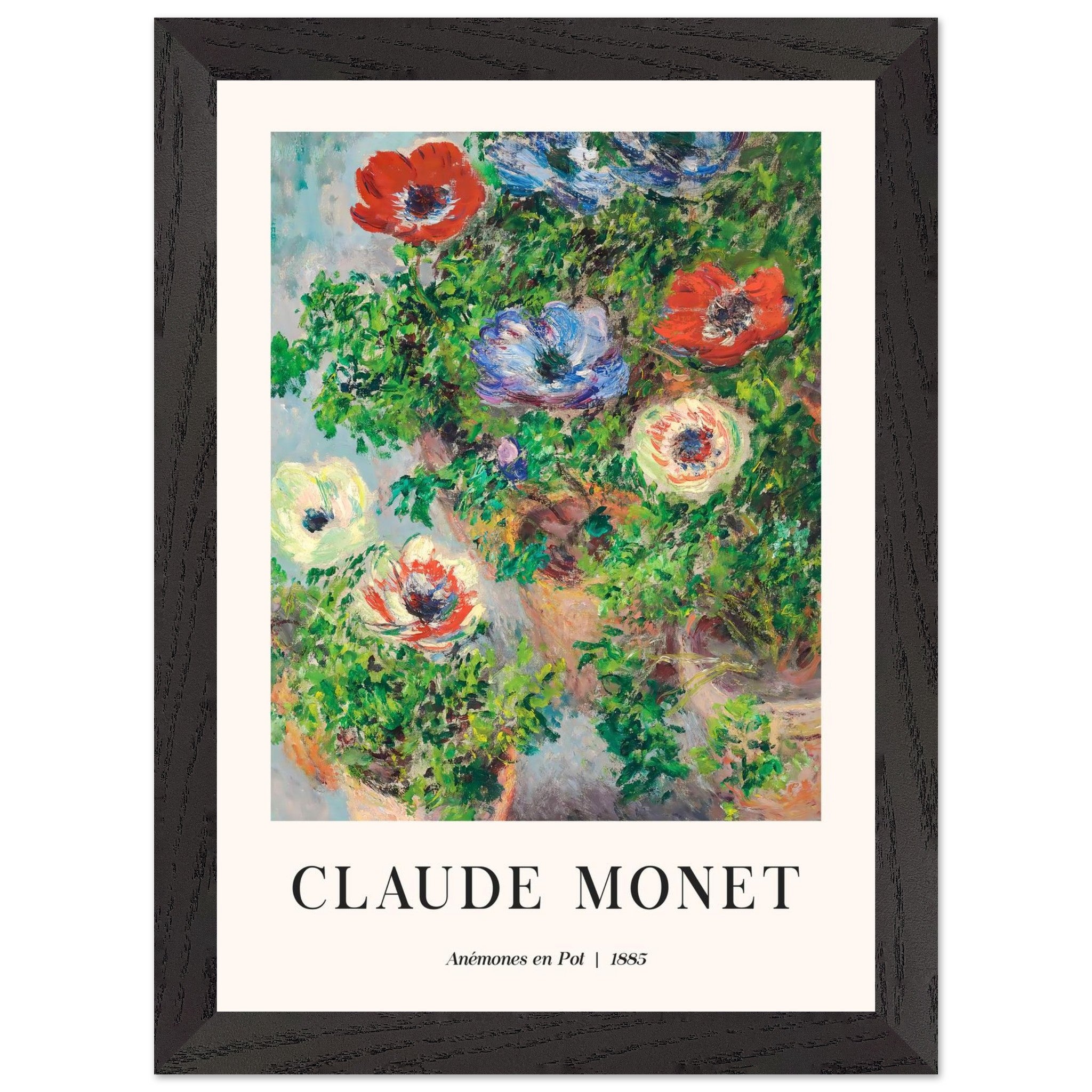 Artfulprints Poster met Lijst Claude Monet - Anémones en pot - A4 21x2