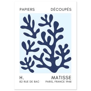 Artfulprints Poster Matisse – Coral shadows navy blue I – A4 21×29.7 c