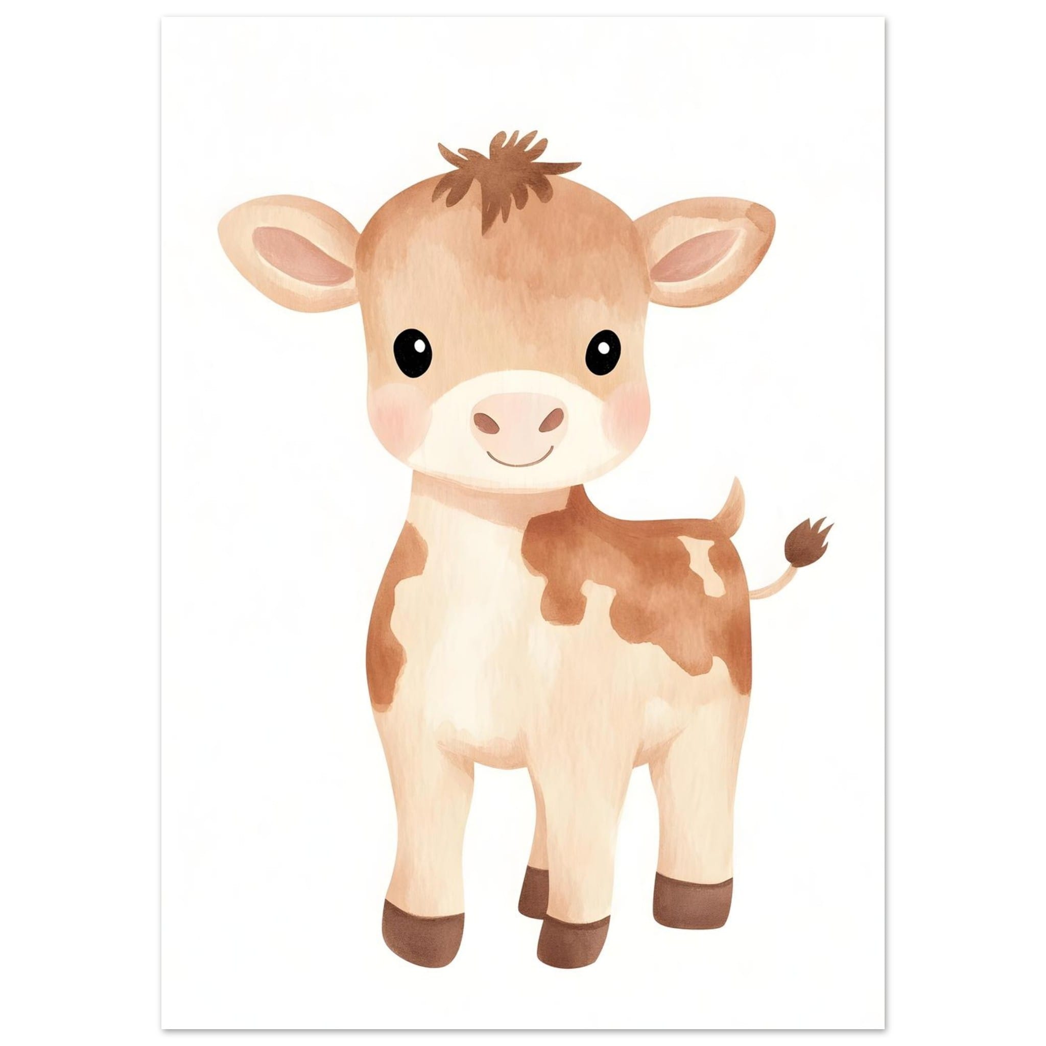 Artfulprints Poster Vrolijke koe - 50x70 cm - Bruin