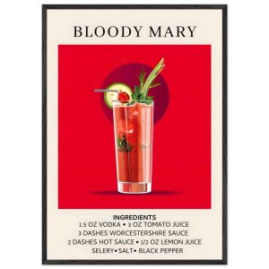 Artfulprints Poster met Lijst Bloody Mary cocktail – Ingrediënten – 70 Artfulprints Poster met Lijst Bloody Mary cocktail – Ingrediënten – 70