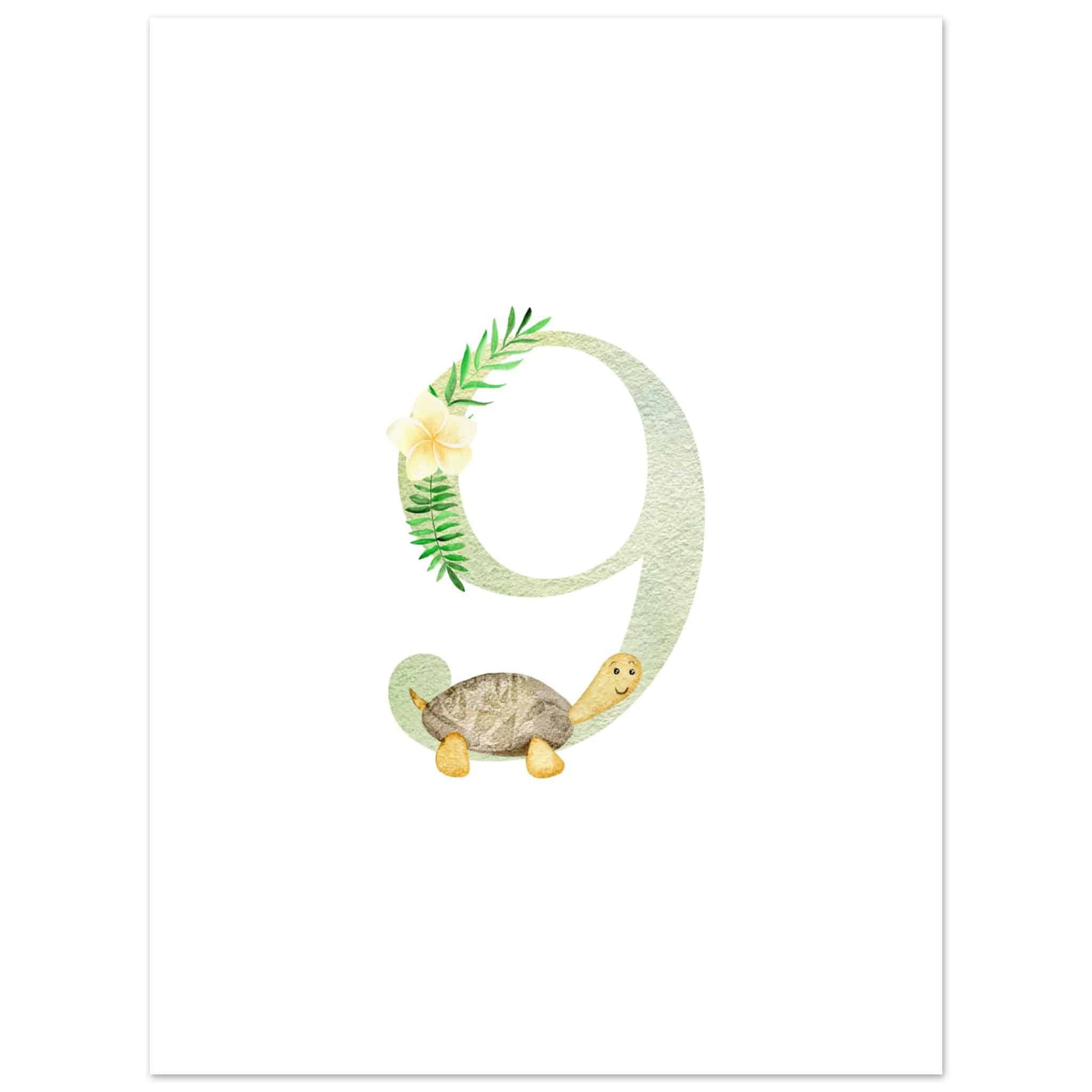 Artfulprints Poster Cijfer 9 kinderkamer - 30x40 cm - Meerkleurig