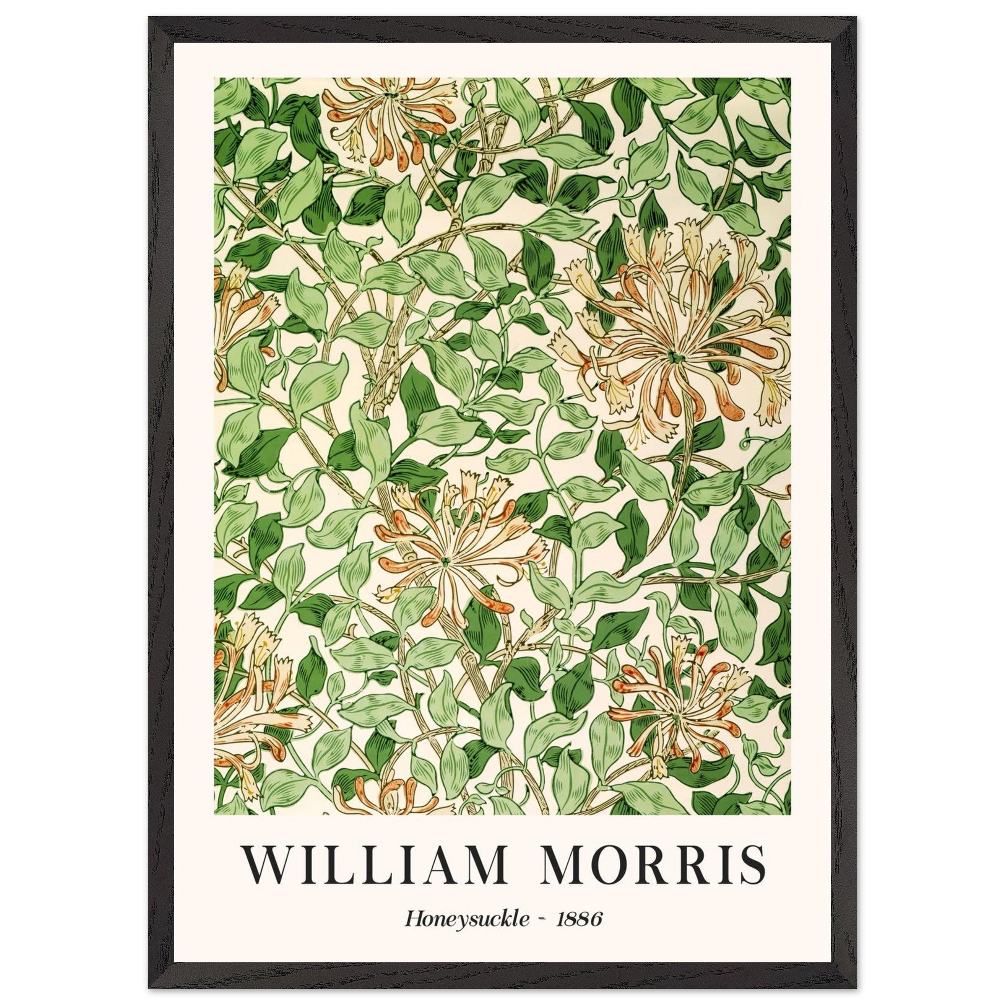 Artfulprints Poster met Lijst William Morris - Honeysuckle 1886 - 50x7