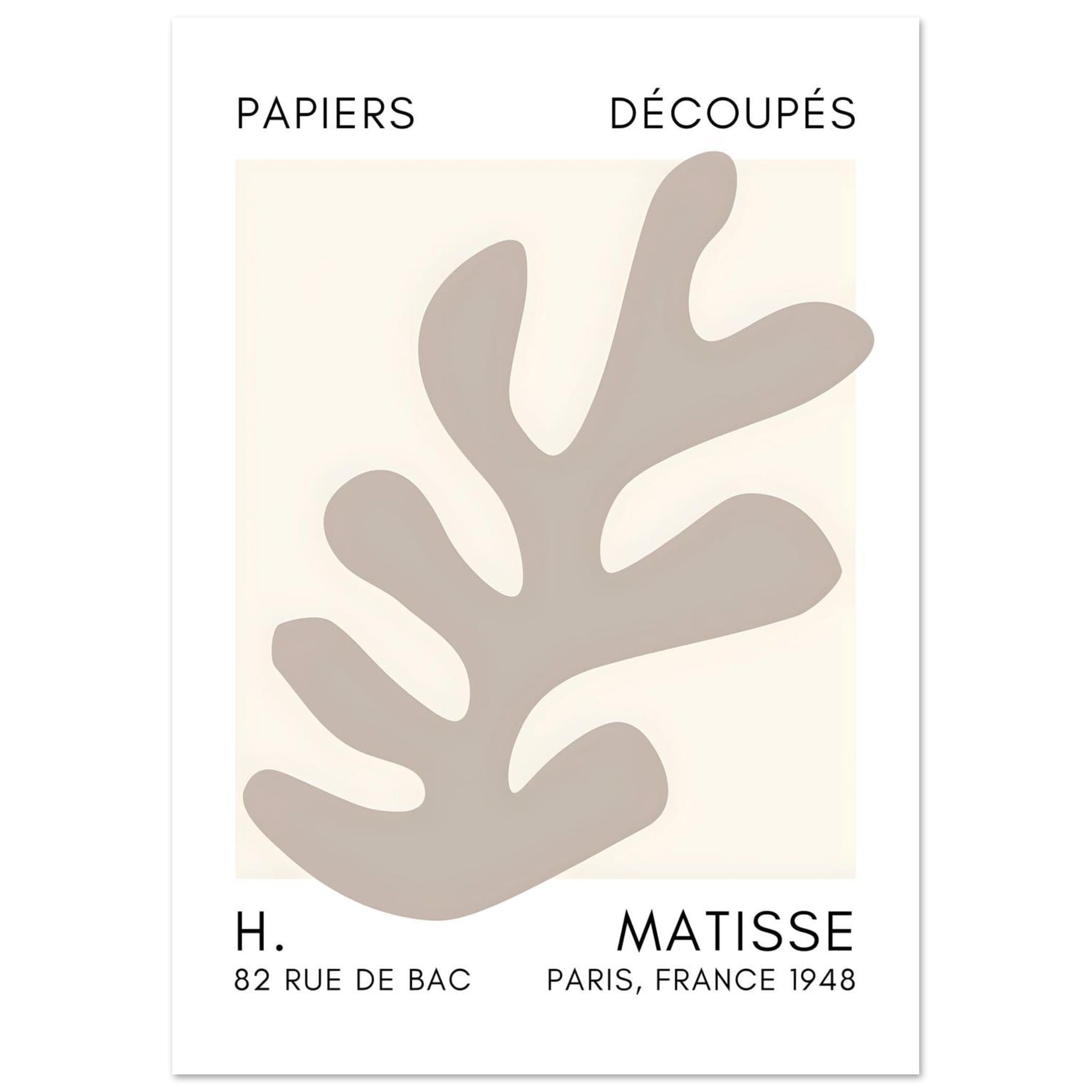 Artfulprints Poster Matisse – Ocean petals grey - A4 21x29.7 cm - Grij