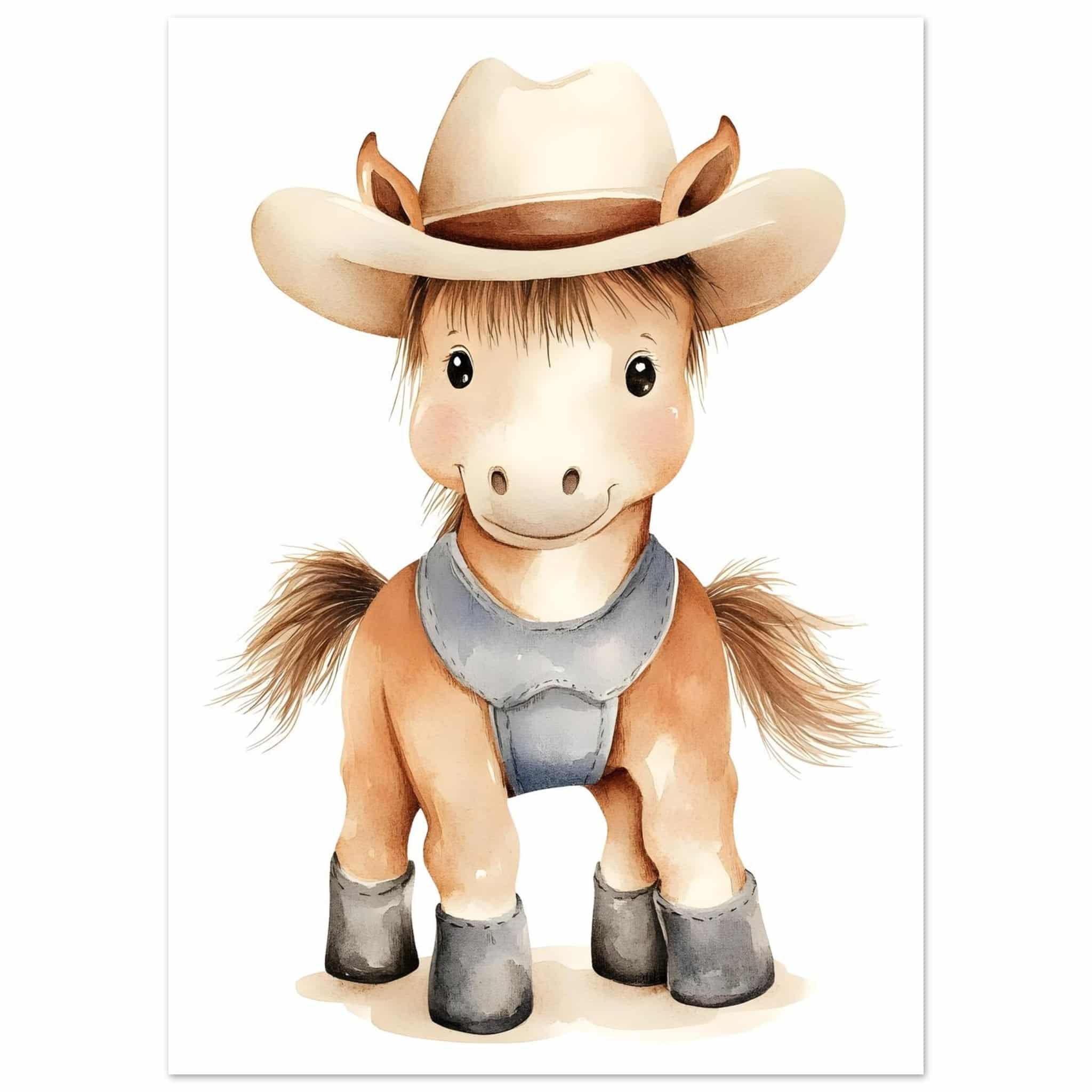 Artfulprints Poster Boerderij pony - 50x70 cm - Bruin