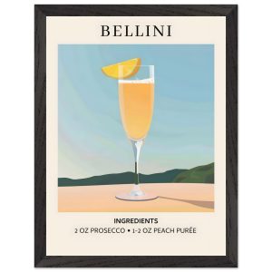 Artfulprints Poster met Lijst Bellini cocktail – Ingrediënten – 30×40