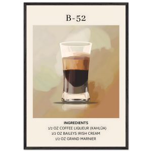 Artfulprints Poster met Lijst B-52 cocktail – Ingrediënten – 70×100 cm