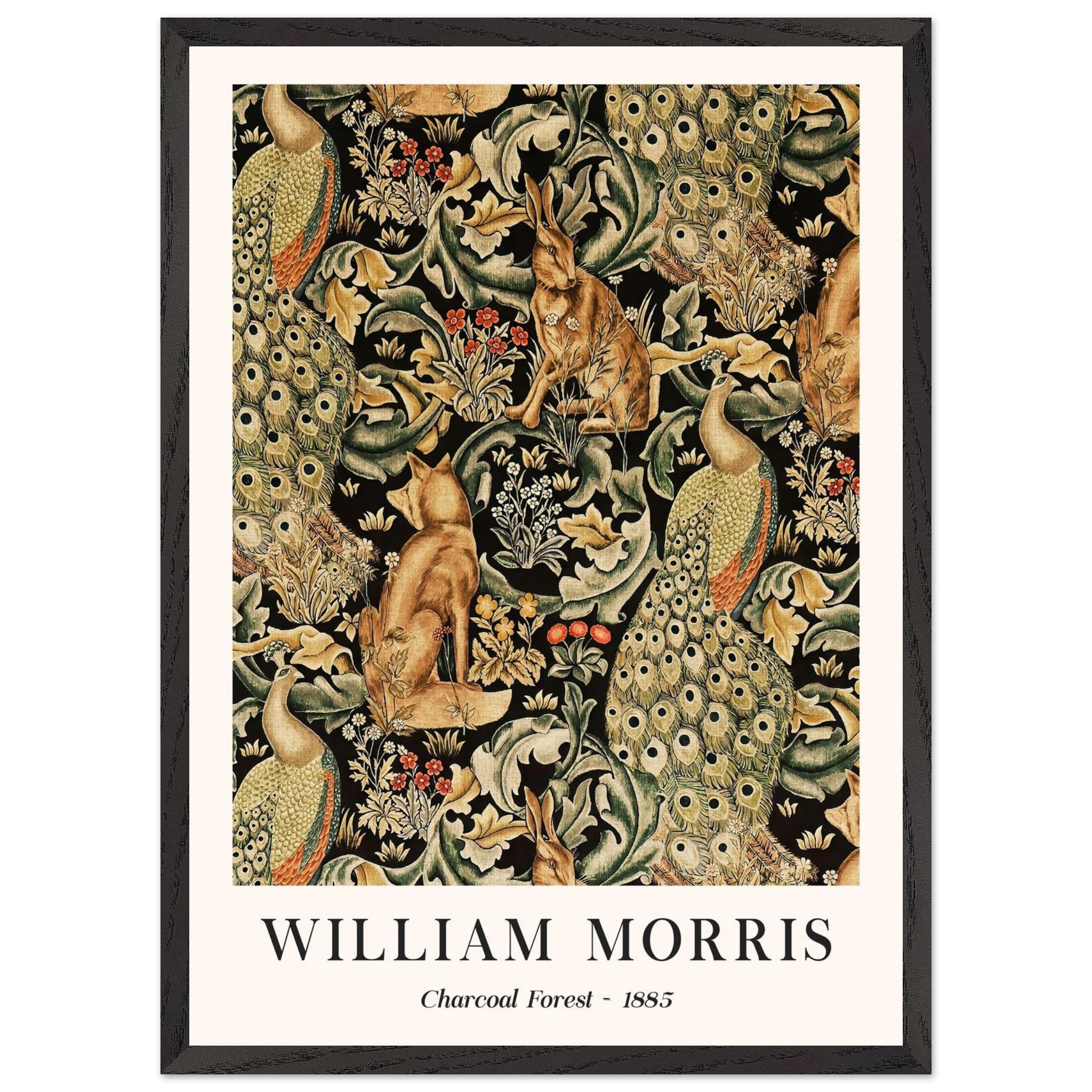Artfulprints Poster met Lijst William Morris - Charcoal forrest - 50x7