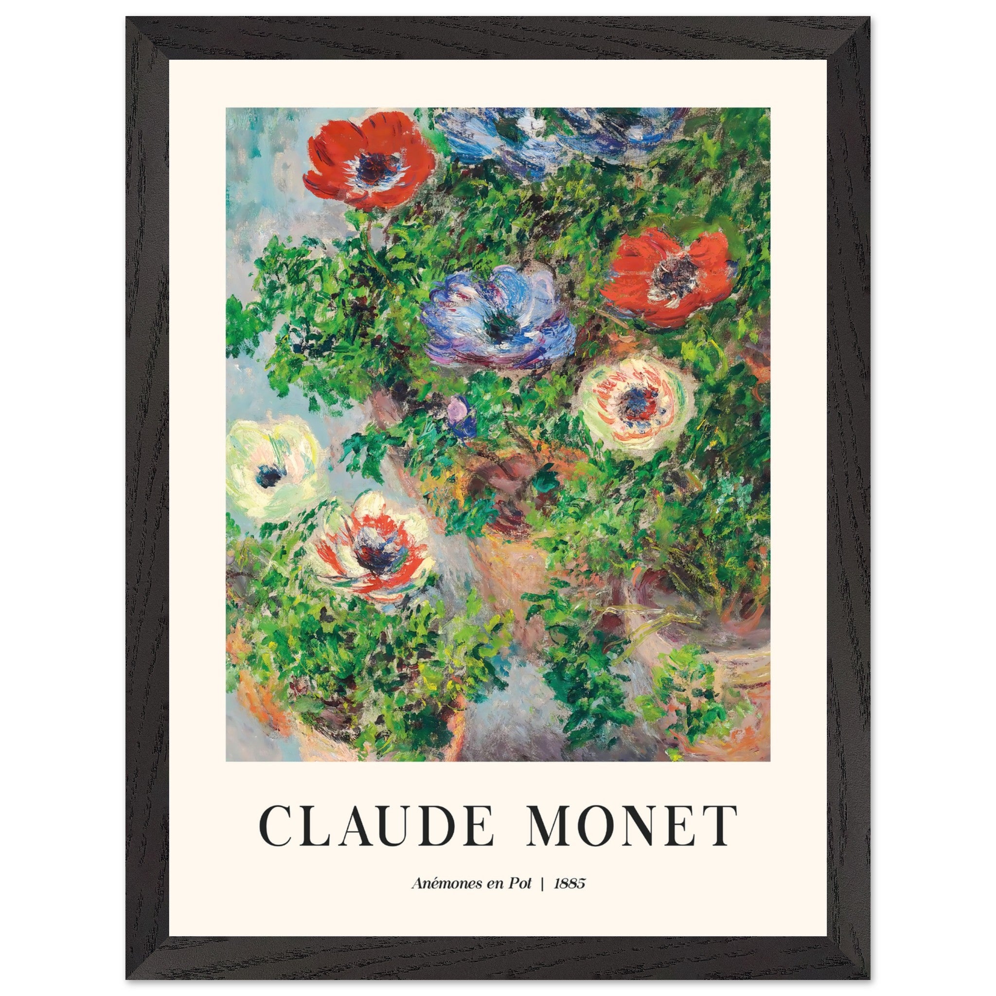 Artfulprints Poster met Lijst Claude Monet - Anémones en pot - 30x40 c