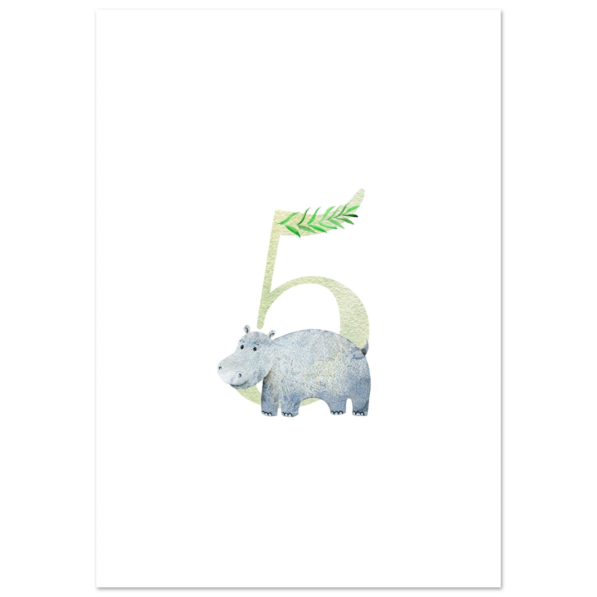 Artfulprints Poster Cijfer 5 kinderkamer - 70x100 cm - Meerkleurig