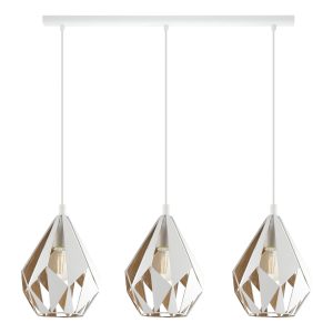 EGLO hanglamp Carlton 1 – 3 lichts – e27 – wit – goud EGLO hanglamp Carlton 1 – 3 lichts – e27 – wit – goud