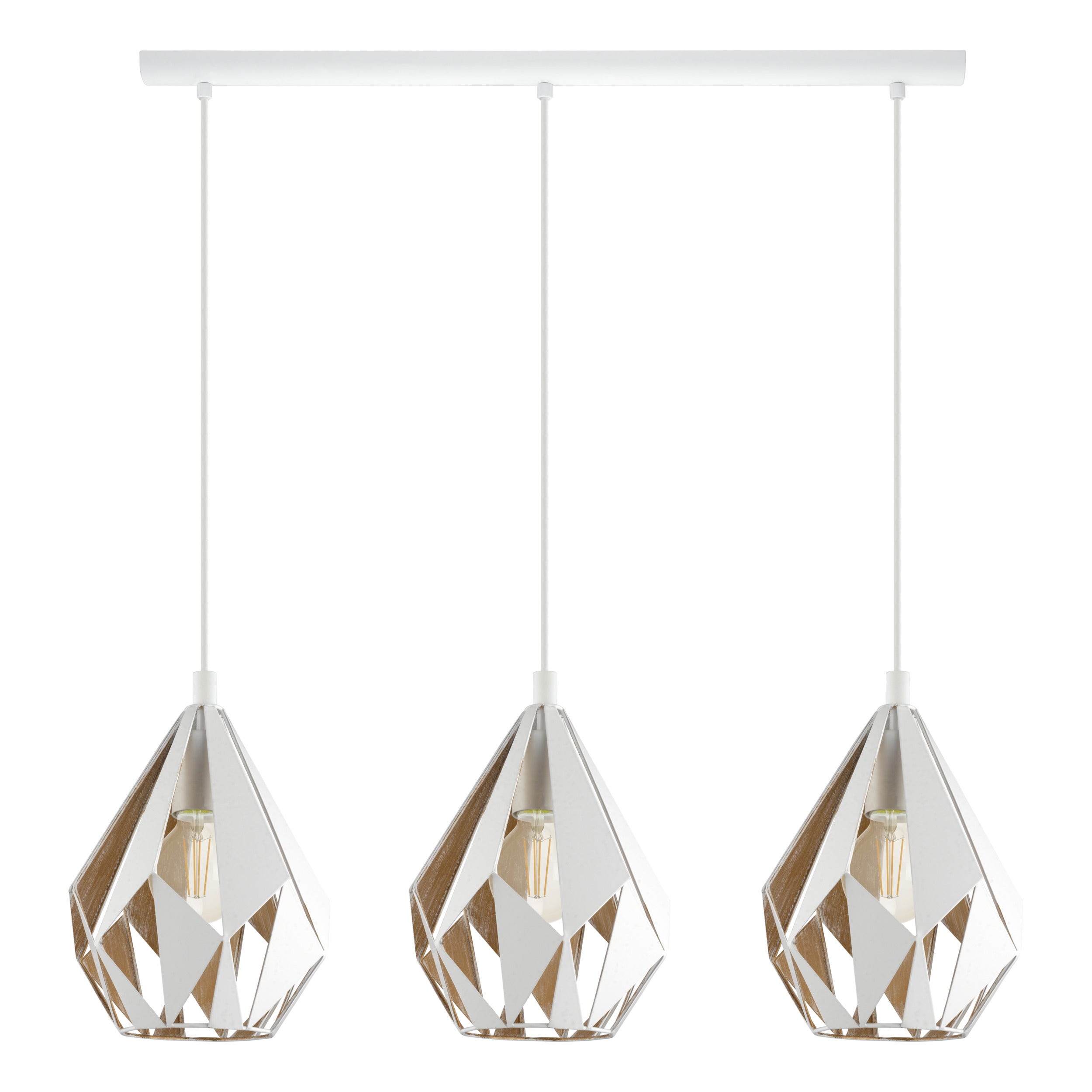 EGLO hanglamp Carlton 1 - 3 lichts - e27 - wit - goud