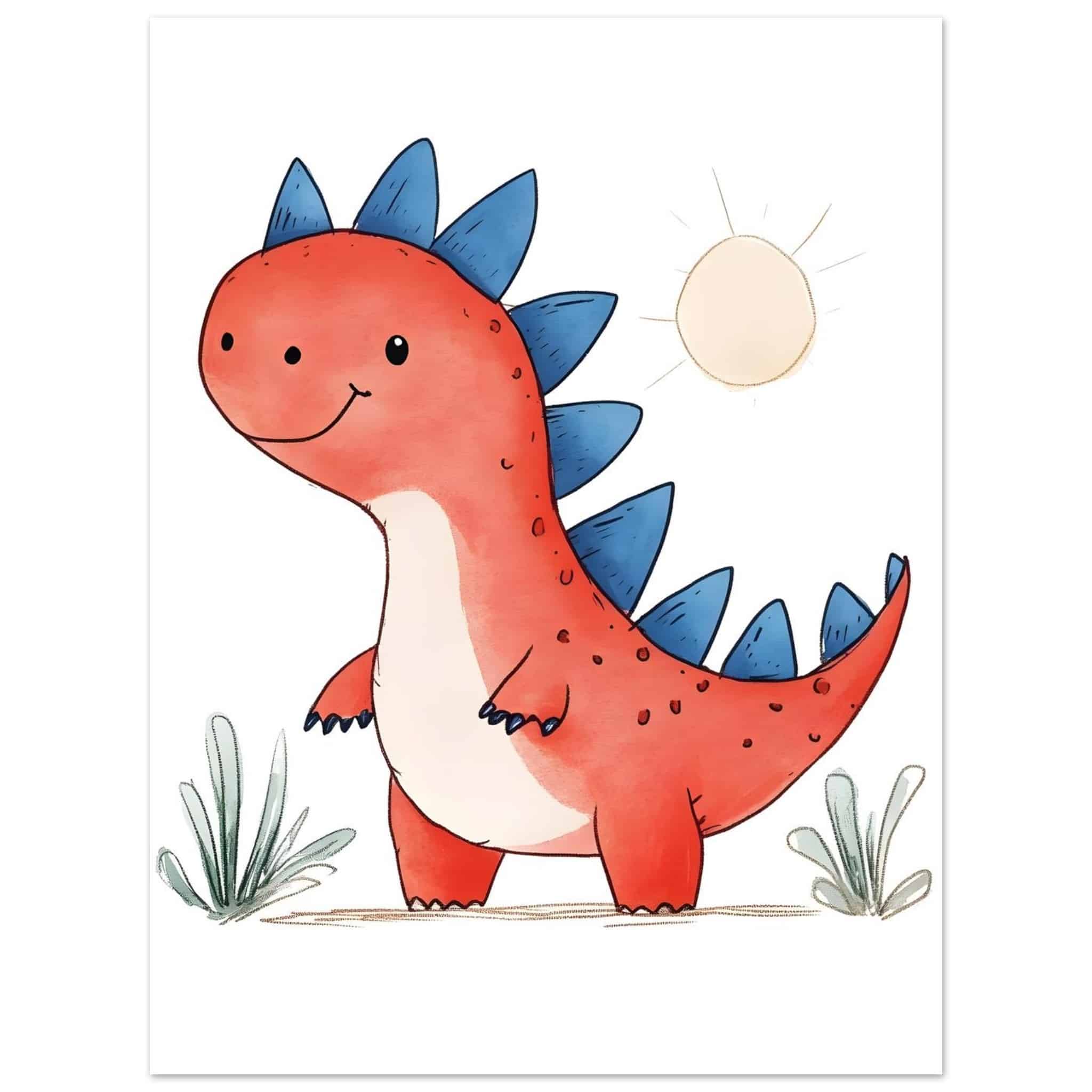 Artfulprints Kleurrijke dinosaurus poster 30x40 cm