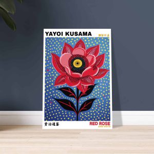 Artfulprints Poster Yayoi Kusama – Red rose and dots – 70×100 cm – Bla Artfulprints Poster Yayoi Kusama – Red rose and dots – 70×100 cm – Bla