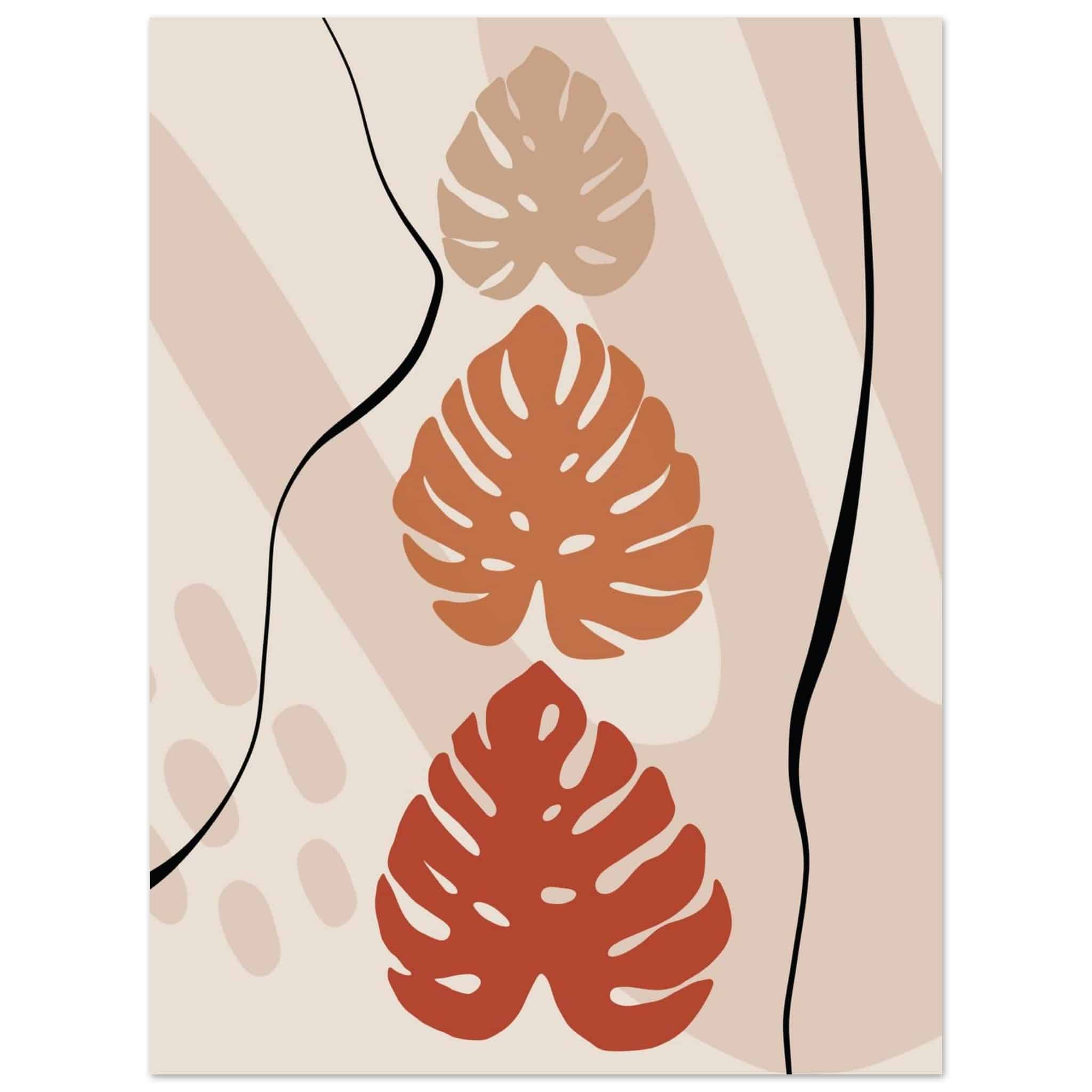 Artfulprints Poster Boho – Tropical trio - 30x40 cm - Taupe