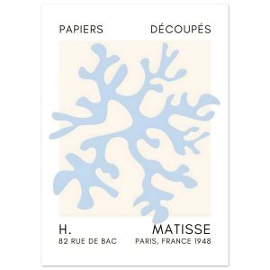 Artfulprints Poster Matisse – Dreamy coral flower light blue – 50×70 c Artfulprints Poster Matisse – Dreamy coral flower light blue – 50×70 c