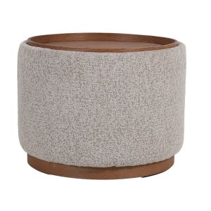 DÉJA Living Salontafel Marcia – Rond Taupe/Walnoot – Incl. Opbergruimt